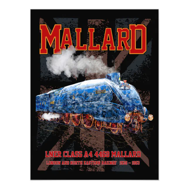 LNER Class A4 Mallard locomotive Union Jack flag Photo Print | Zazzle