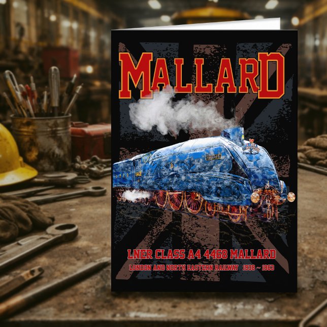 LNER Class A4 Mallard locomotive Union Jack flag Thank You Card (LNER Class A4 Mallard locomotive Union Jack flag. Thank You Card)
