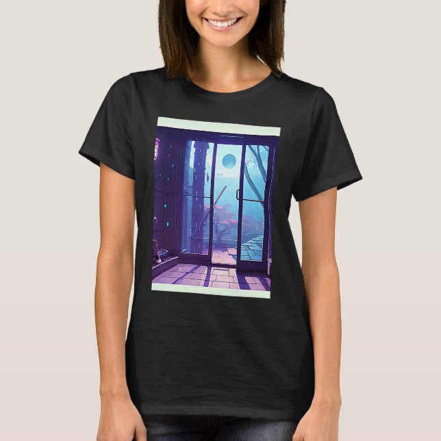 Lo fi hip hop chillhop chill beats aesthetics cat  T-Shirt (Front)