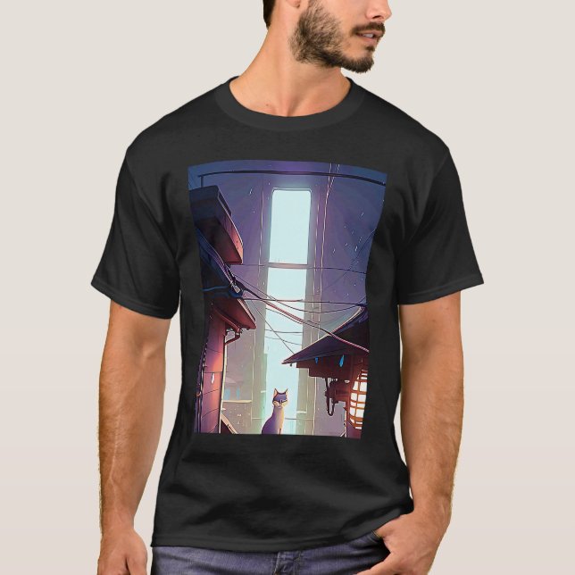 Lo fi hip hop chillhop chill beats aesthetics cat  T-Shirt (Front)