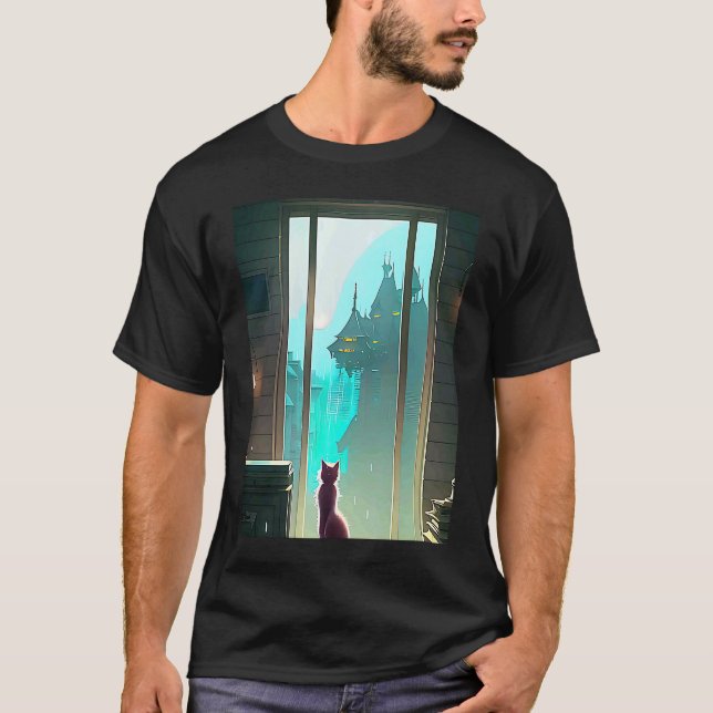 Lo fi hip hop chillhop chill beats aesthetics cat  T-Shirt (Front)