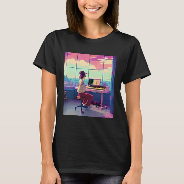 Lo fi hip hop chillhop chill beats aesthetics T-Shirt (Front)