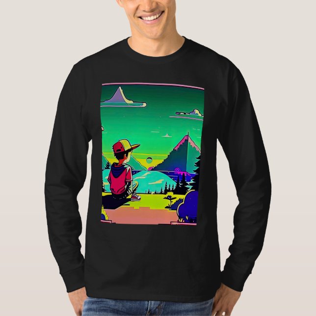 Lo fi hip hop chillhop chill beats lofi aesthetics T-Shirt (Front)