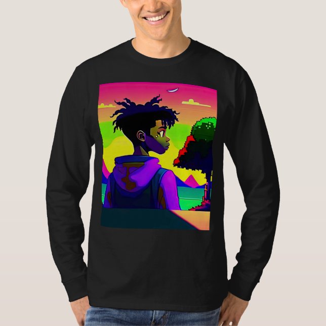 Lo fi hip hop chillhop chill beats lofi aesthetics T-Shirt (Front)
