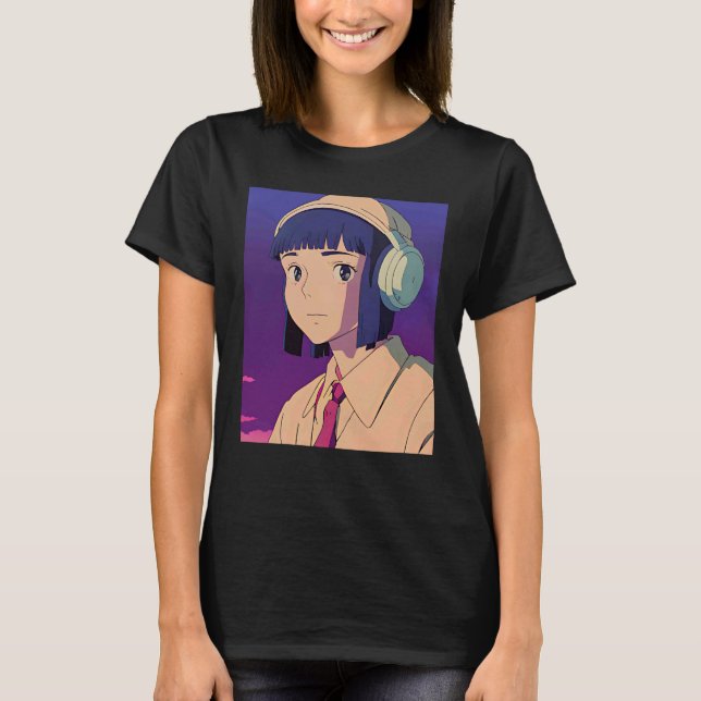 Lo fi hip hop chillhop chill beats lofi aesthetics T-Shirt (Front)