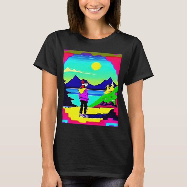 Lo fi hip hop chillhop chill beats lofi aesthetics T-Shirt (Front)