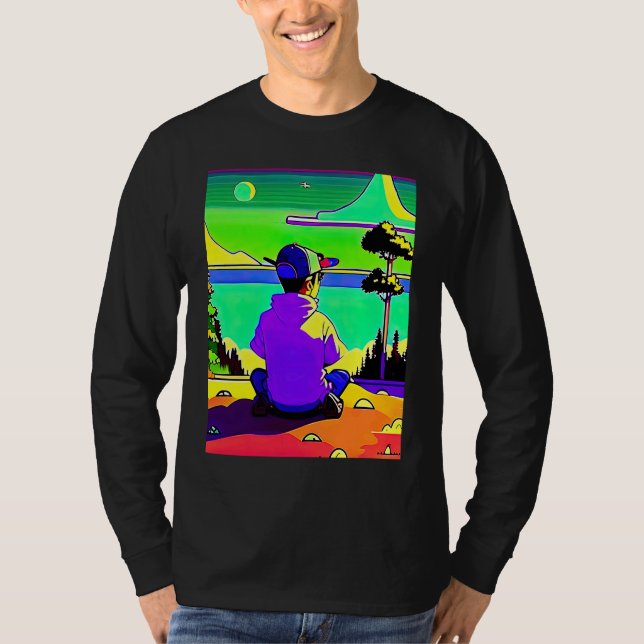 Lo fi hip hop chillhop chill beats lofi aesthetics T-Shirt (Front)