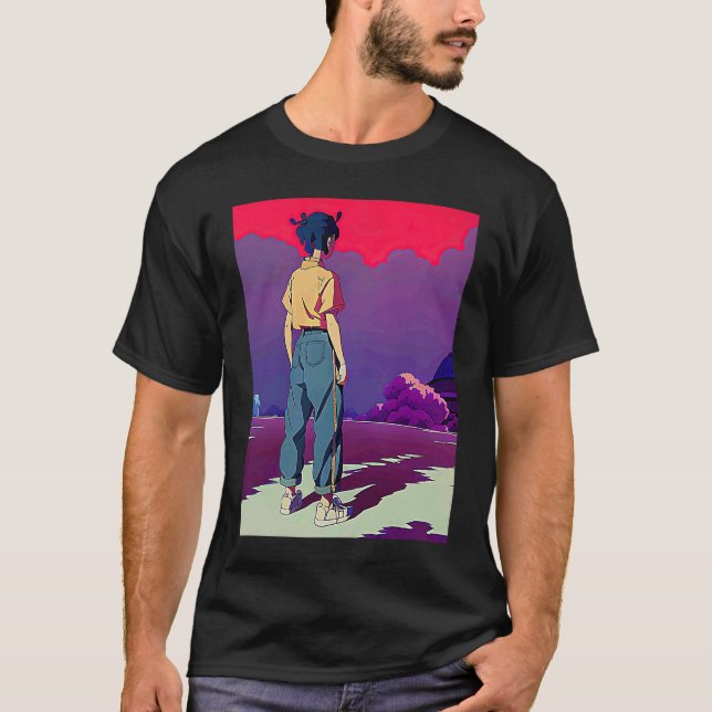 Lo fi hip hop chillhop chill beats lofi aesthetics T-Shirt (Front)