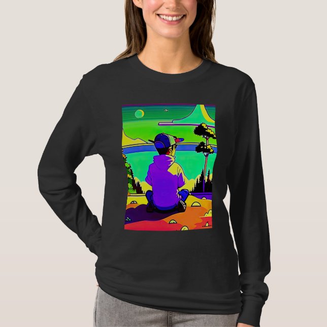 Lo fi hip hop chillhop chill beats lofi aesthetics T-Shirt (Front)