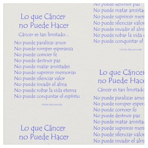 Lo que cáncer no puede hacer fabric material