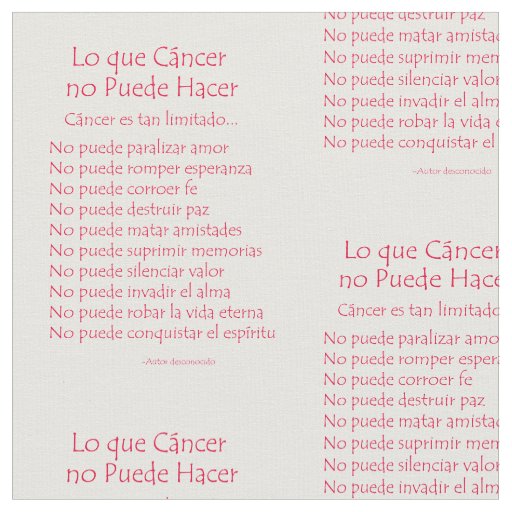 Lo que cáncer no puede hacer Fabric Material