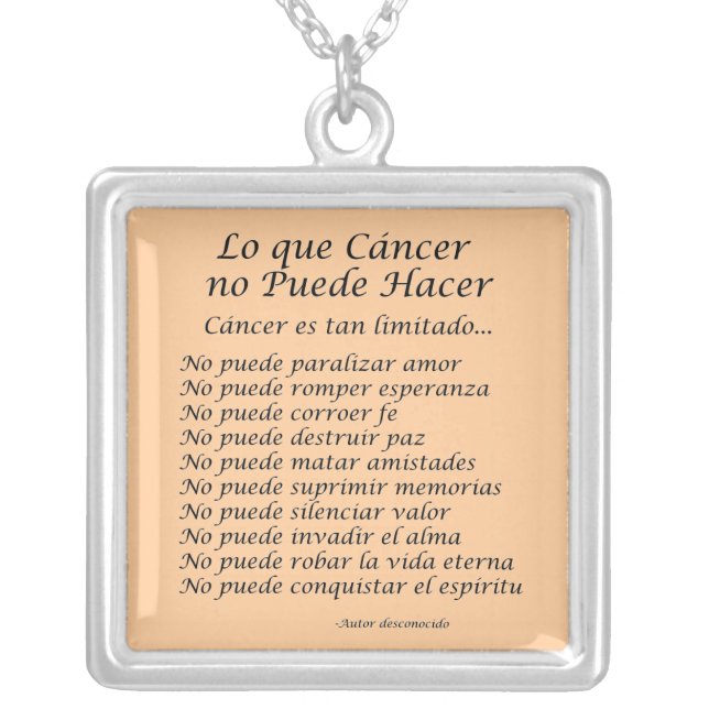 Lo que Cáncer no Puede Hacer Pendant Necklace (Front)