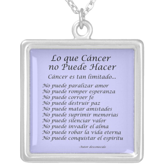 Lo que Cáncer no Puede Hacer Pendant Necklace (Front)