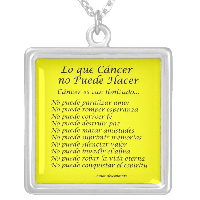 Lo que Cáncer no Puede Hacer Pendant Necklace (Front)