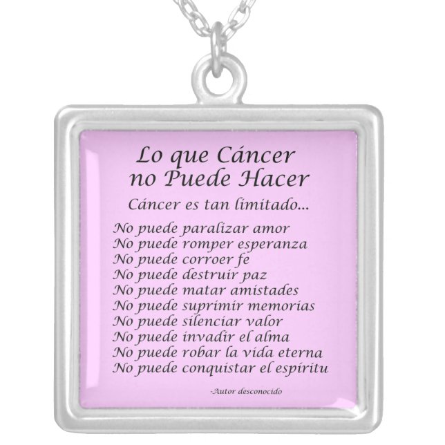 Lo que Cáncer no Puede Hacer Pendant Necklace (Front)
