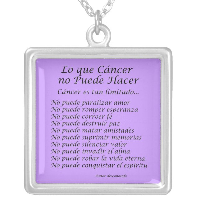 Lo que Cáncer no Puede Hacer Pendant Necklace (Front)