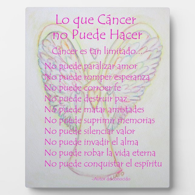 Lo que Cancer no Puede Hacer Poem Painting Plaque (Front)