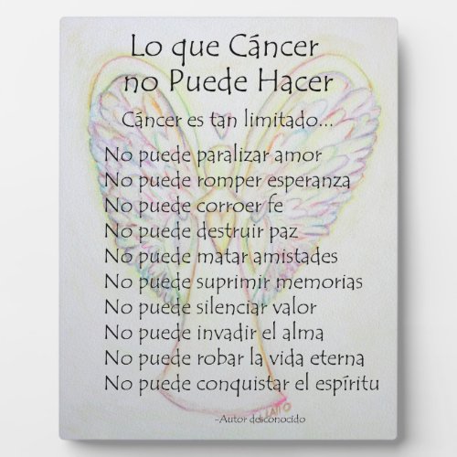 Lo que Cancer no Puede Hacer Poem Painting Plaque