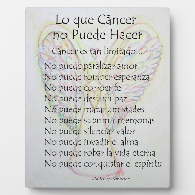 Lo que Cancer no Puede Hacer Poem Painting Plaque (Front)