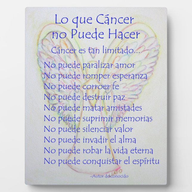 Lo que Cancer no Puede Hacer Poem Painting Poster Plaque (Front)