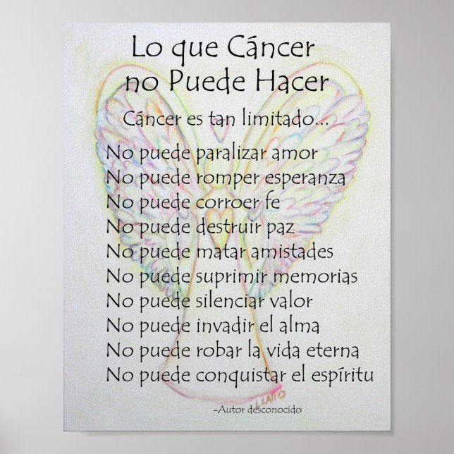 Lo que Cancer no Puede Hacer Poem Poster Print (Front)
