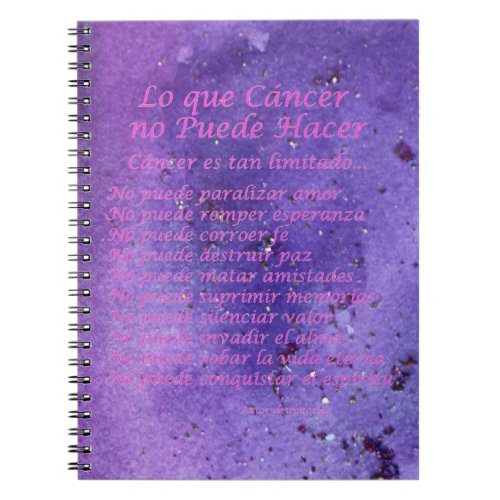 Lo que Cncer No Puede Hacer Purple Notebook