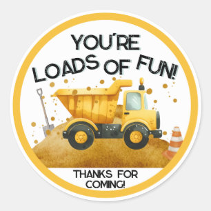 Load of Fun Construction Party Favor Round Sticker