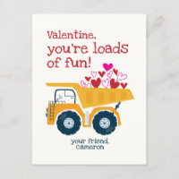 Load of Fun Dump Truck Valentine's Day Postcard