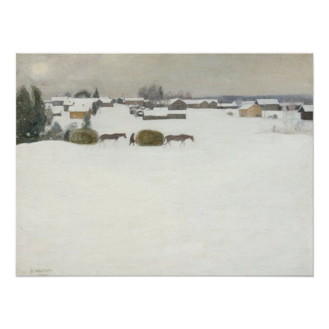 Load of Hay | Pekka Halonen Winter Landscape Poster (Front)