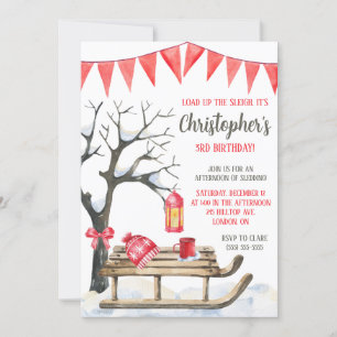 Load up the Sleigh! Sledding Theme Birthday Party Invitation
