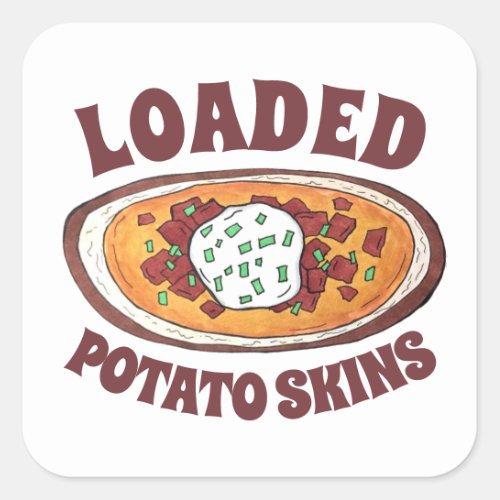 Loaded Potato Skins Snack Food Appetizer Bacon Square Sticker