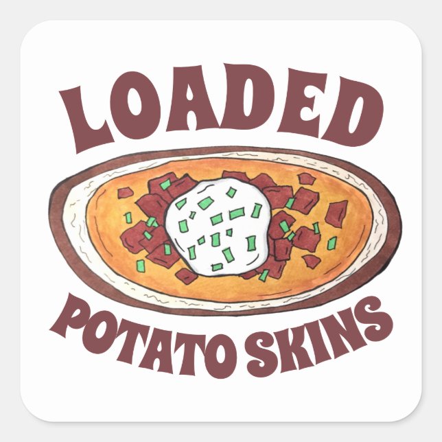 Loaded Potato Skins Snack Food Appetizer Bacon Square Sticker (Front)