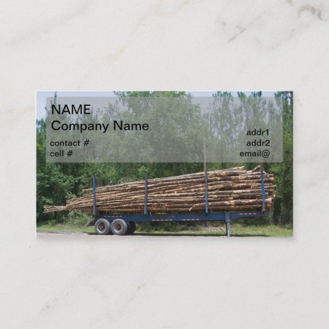 loaded pulpwood trailer business card (Front)