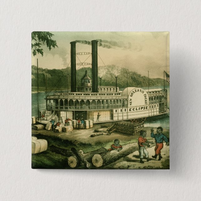 Loading Cotton on the Mississippi, 1870 Button (Front)