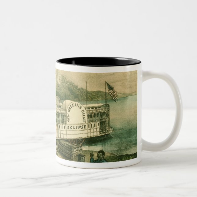 Loading Cotton on the Mississippi, 1870 Two-Tone Coffee Mug (Right)