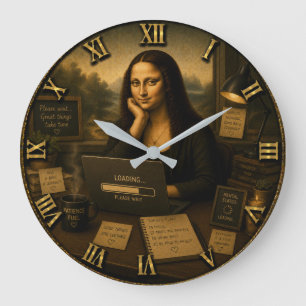 Loading Funny Mona Lisa Gift for Home Office  Large Clock