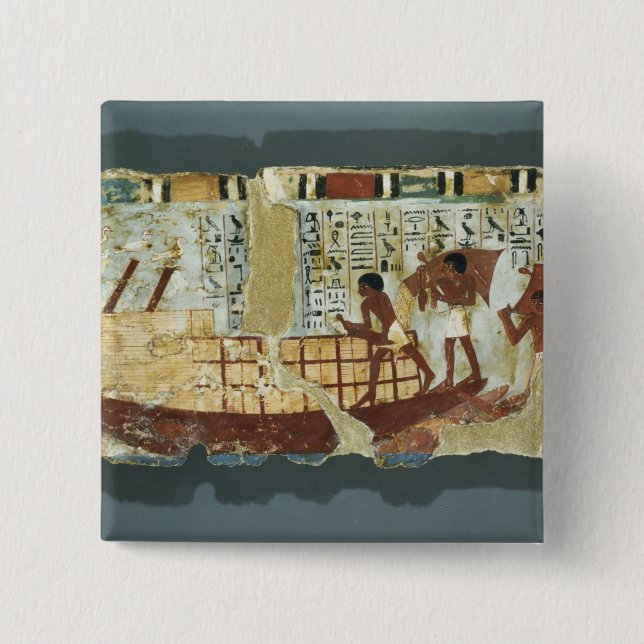 Loading grain, from the Tomb of Unsou, East Pinback Button (Front)