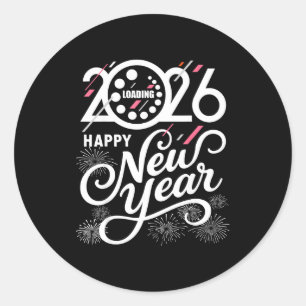 Loading Happy New Year 2026 Firework Men Women Kid Classic Round Sticker