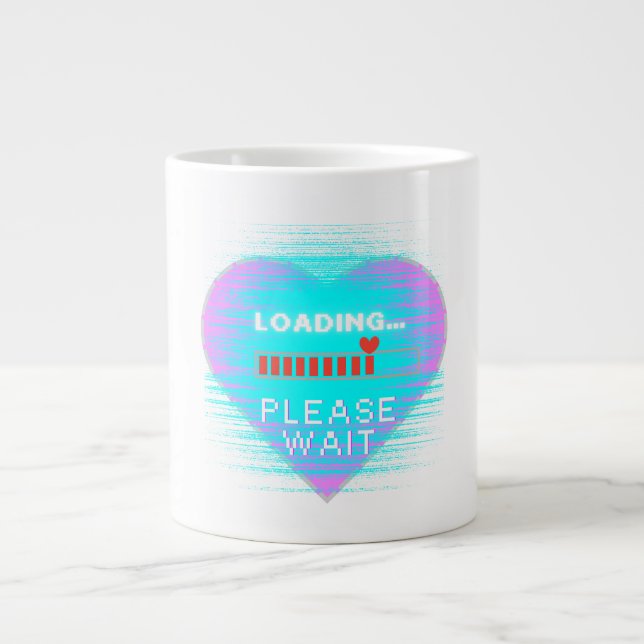 Loading Heart Retro Gamer Giant Coffee Mug (Front)