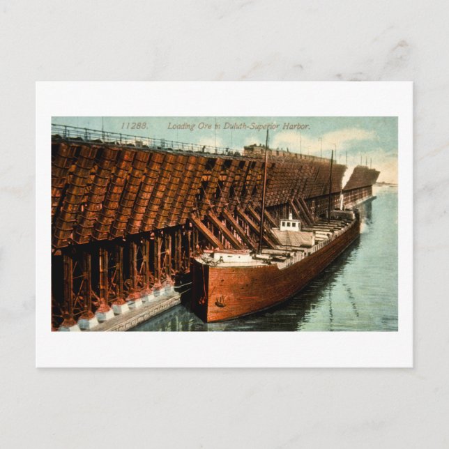 Loading Ore in Duluth-Superior Harbor Holiday Postcard (Front)