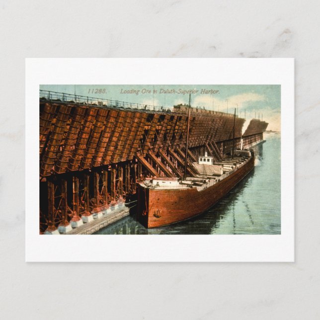 Loading Ore in Duluth-Superior Harbor Postcard (Front)