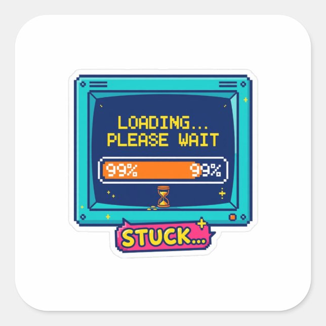 Loading Please Wait Funny Retro Tech Sticker (Front)