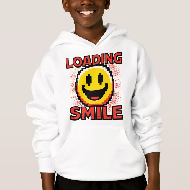 Loading Smile – Retro Pixel Art 8-Bit Smiley Face Hoodie (Front)