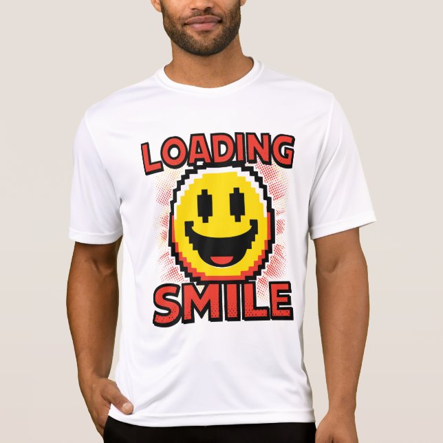 Loading Smile – Retro Pixel Art 8-Bit Smiley Face T-Shirt (Front)