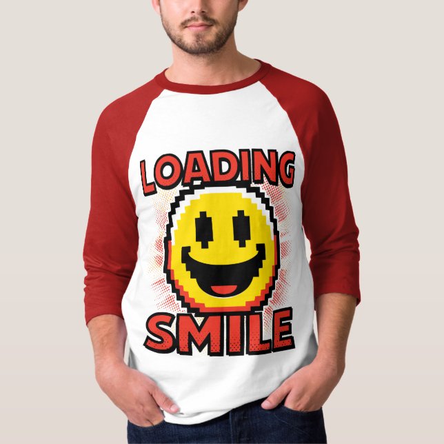 Loading Smile – Retro Pixel Art 8-Bit Smiley Face T-Shirt (Front)