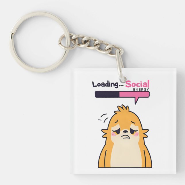 Loading… Social Energy – Cute Tired Doodle Charact Keychain (Front)