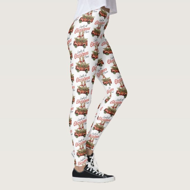 Loads of Christmas Cheer Rabbits in Red Truck Leggings (Right)