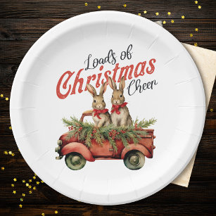 Loads of Christmas Cheer Rabbits in Red Truck Paper Plates