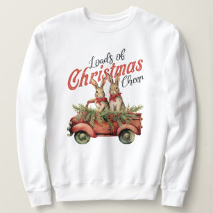 Loads of Christmas Cheer Rabbits in Red Truck Sweatshirt