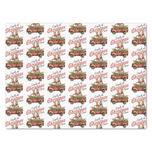 Loads of Christmas Cheer Rabbits in Red Truck Tissue Paper